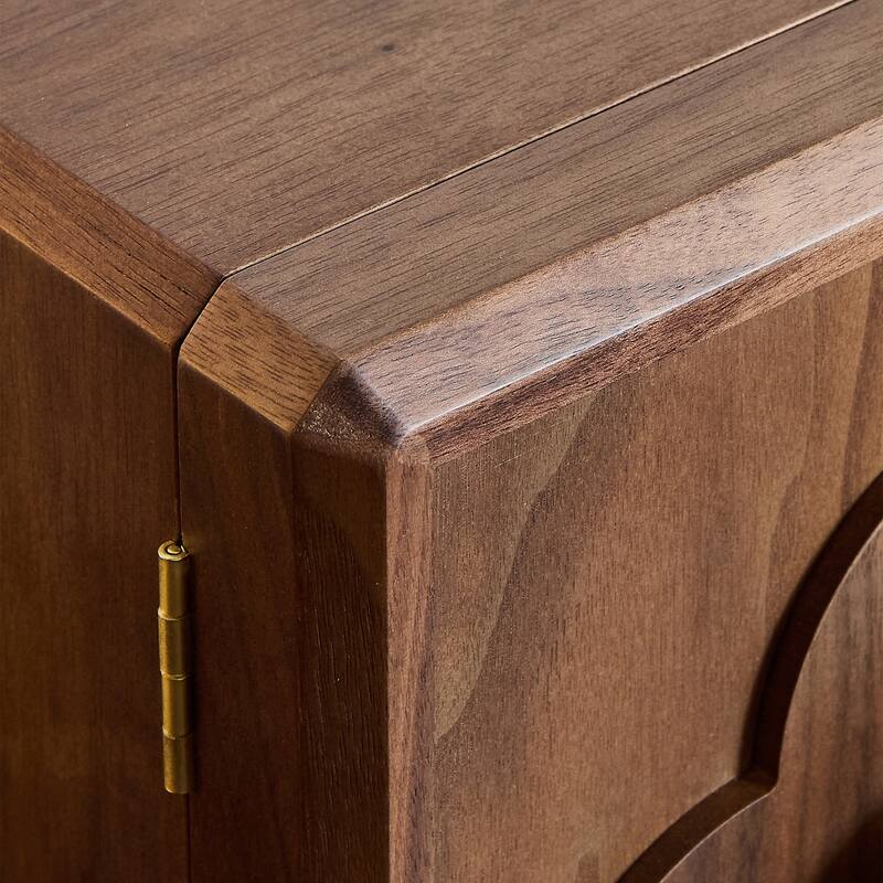 Antique Black Walnut Wooden Jewelry Organizer – 5-Layer Storage Box with Quatrefoil Handle for Rings, Earrings & Bracelets