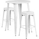 preview thumbnail 23 of 31, 30'' Round Metal Indoor-Outdoor Bar Table Set with 2 Square Seat Backless Stools - 30"W x 30"D x 41"H