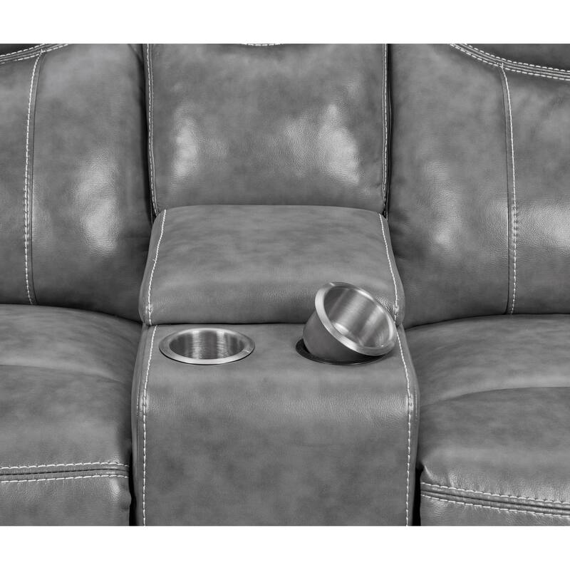 Conrad Upholstered Padded Arm Glider Loveseat Grey