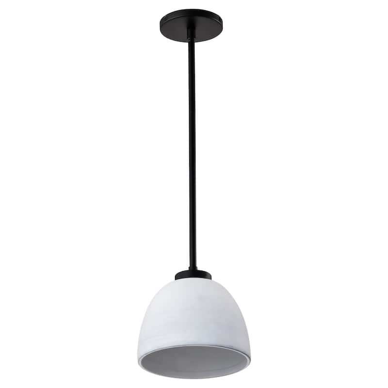 Collins 8 Inch Mini Pendant with White Ceramic - Matte Black