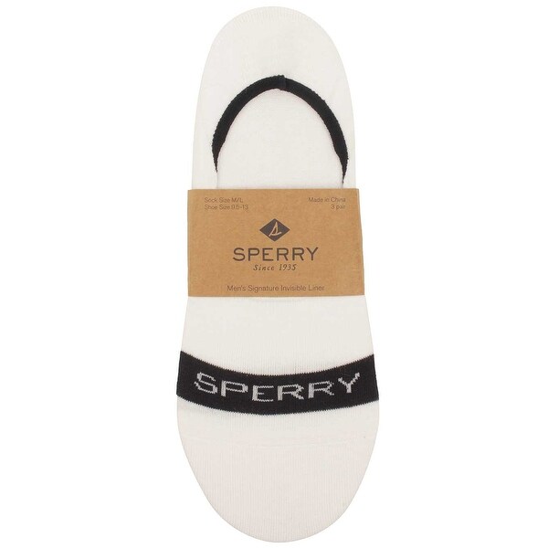 Sperry Mens Signature Invisible Liner Socks in White