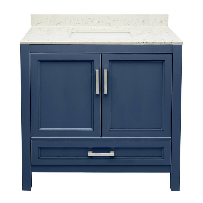 Nevado 37" Bathroom Vanity with Cultured Marble Vanity Top Sink in White with White Basin