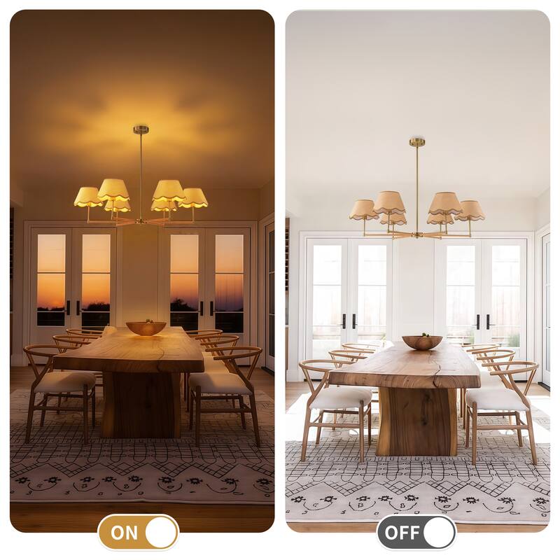 Starsky 6-Light Large Handmade Natural Rattan Boho Wagon Wheel Chandelier