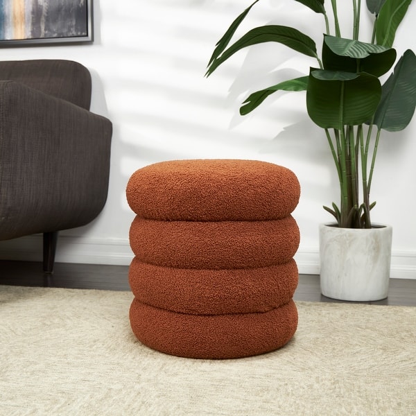 Copper Polyester Bubble Shaped Boucle Geometric Stool - Bed  display picture 2