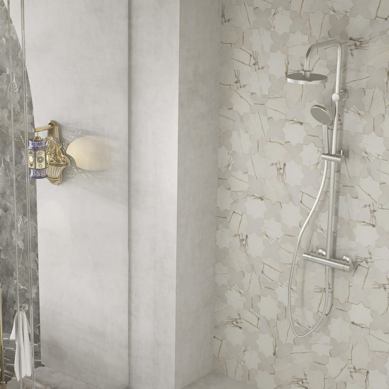 Merola Tile Istanbul Star Day with Day Cross 6" x 12" Porcelain Floor and Wall Tile - Case (32 Tiles)