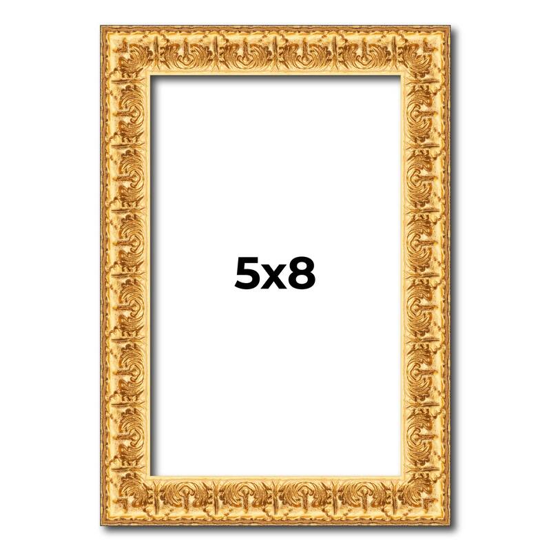 5x8 In Frame Gold Real Wood Picture Frame Width 1 inches | Interior