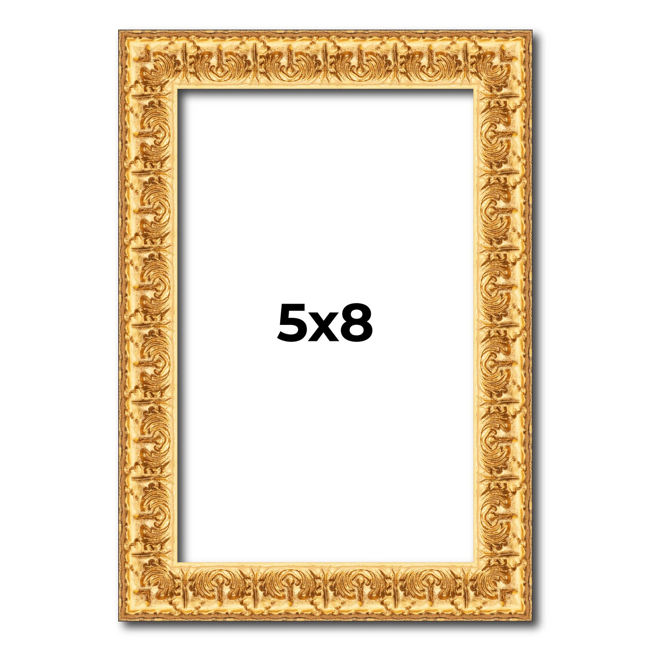5x8 In Frame Gold Real Wood Picture Frame Width 1 inches | Interior
