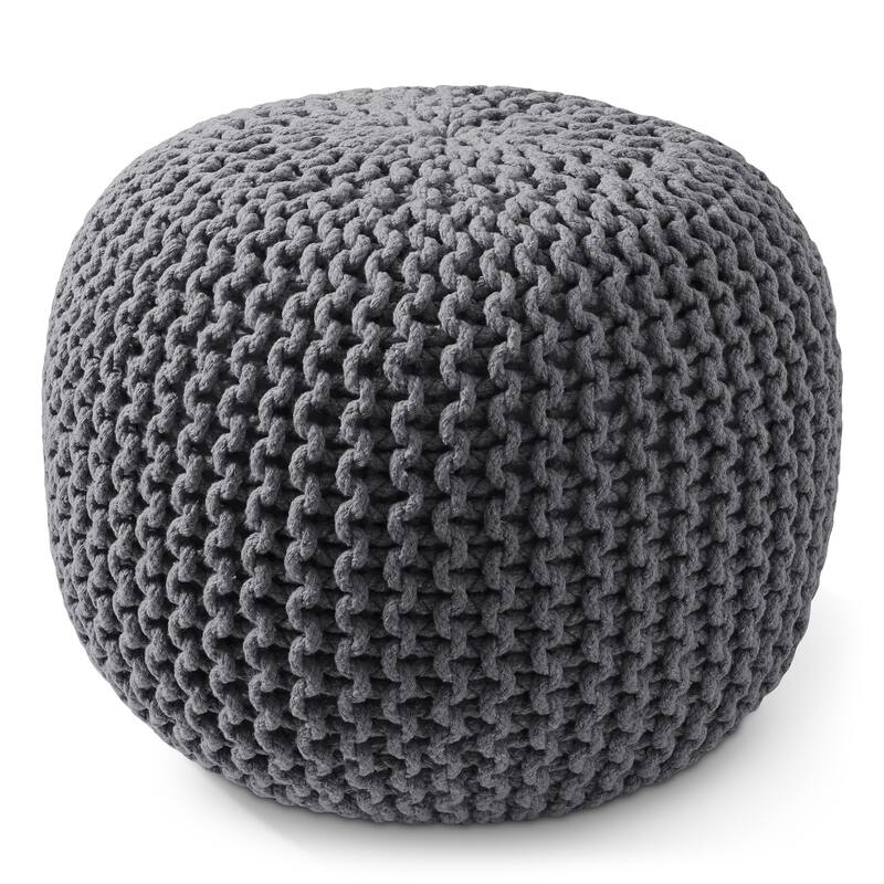 Cotton Pouf Ottomans Knit Foot Stool Pouffes for Living Room