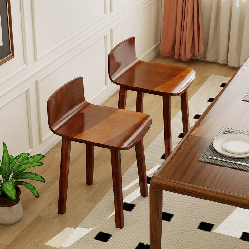 Costway Dining Chairs Set of 2/4 with Acacia Wood Legs Curved Seat & - See Details