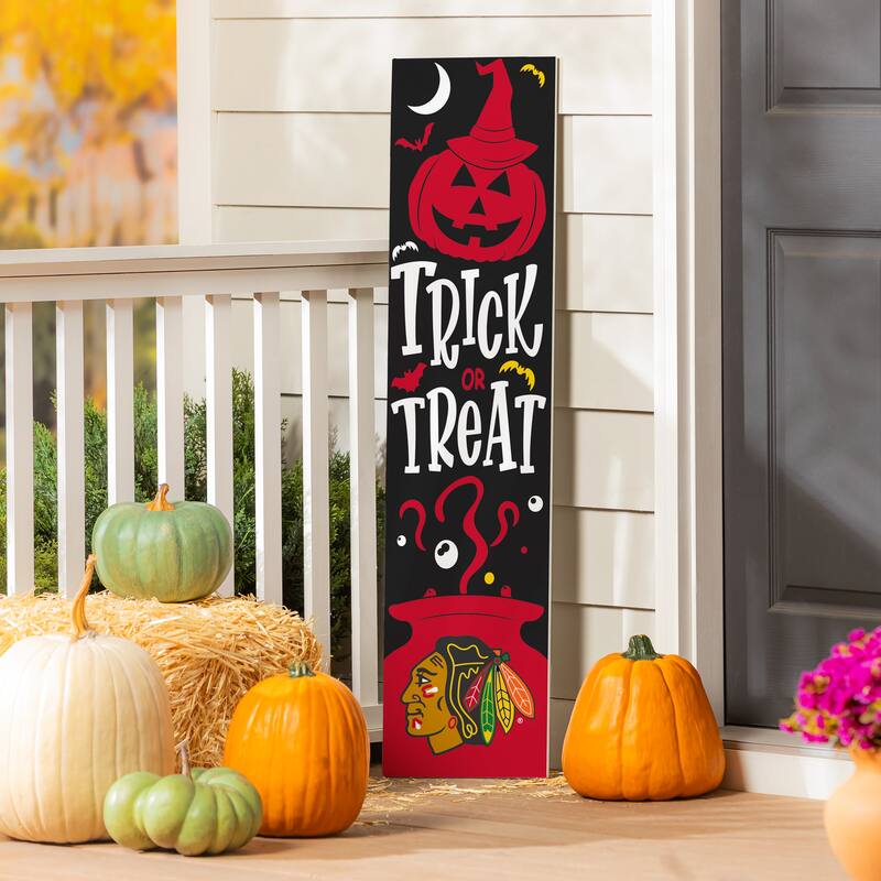 47" Double Sided Seasonal Porch Leaner, Chicago Blackhawks - 47" x 11.25" - Halloween