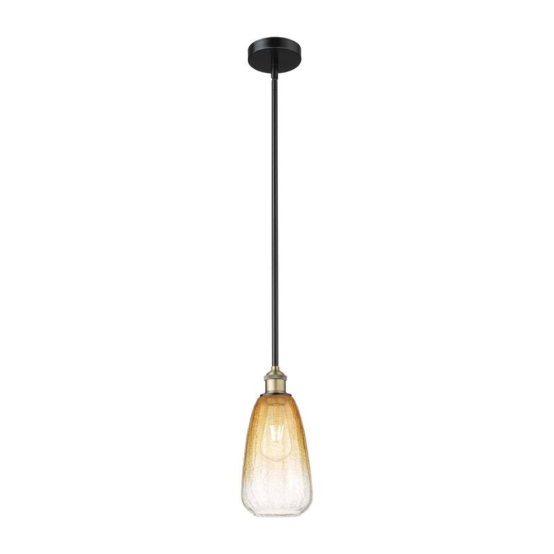 Innovations Lighting Endless Possibilities Edison - Brookhaven Almond - 1 Light 6" Stem Hung Mini Pendant - Black Antique Brass/Amber