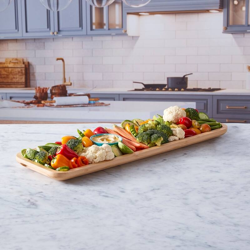 Farberware Build-a-Board Charcuterie Board with Lid, 7x22 Inch, Bamboo-Black