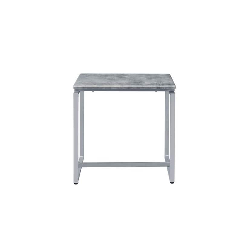 47" Grey Silver PVC Veneer Metal Sled Coffee Table for Living Room - 47” x 22” x 18”