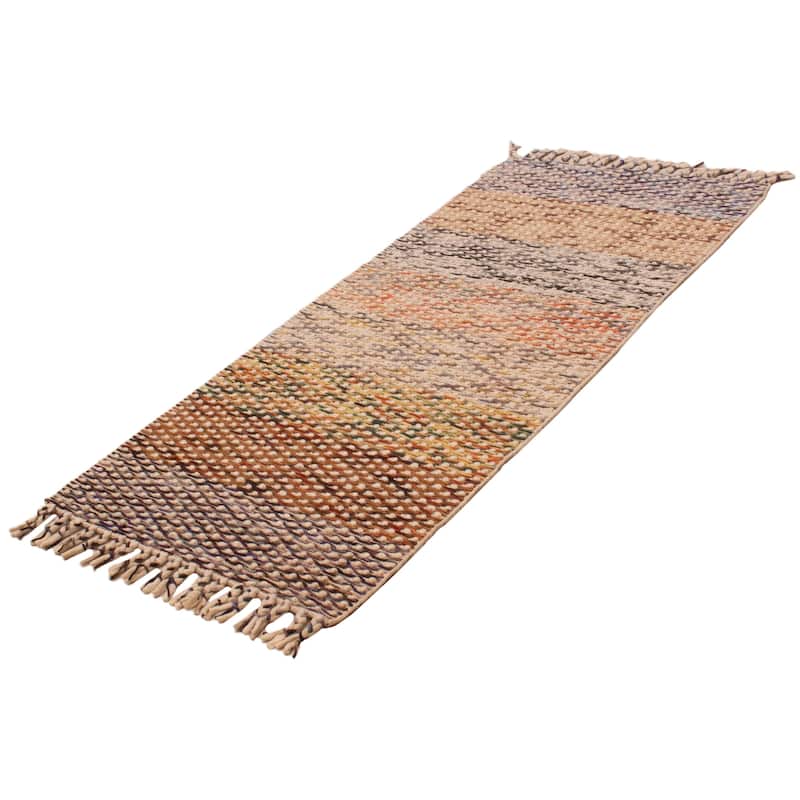 ECARPETGALLERY Braid weave Sienna Ivory Wool Rug - 3' 6" x 8' 1"