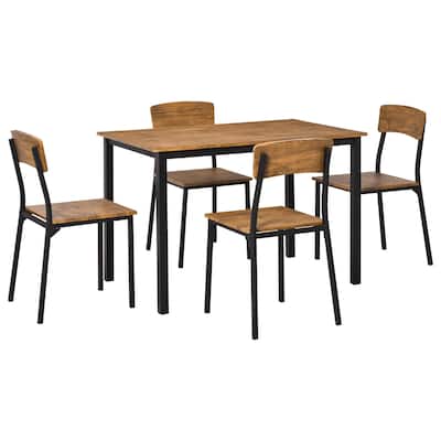 Modern 5-Piece Dining Set with Rectangular Table & 4 Open Back Dining Chairs
