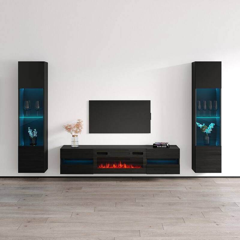 Metro BL-EF Floating Fireplace Entertainment Center - 42 - Black
