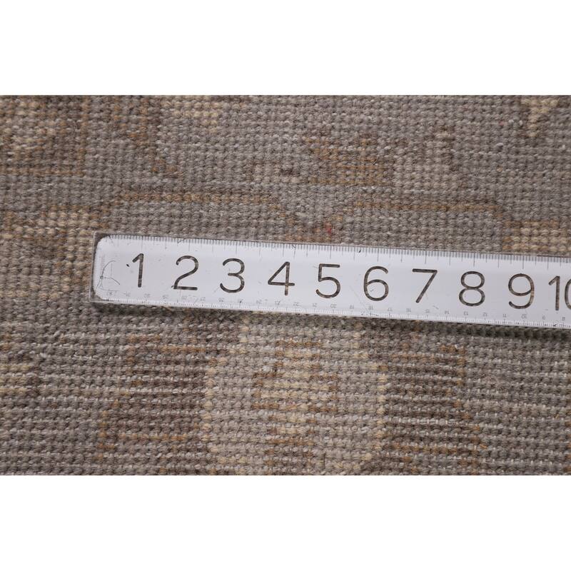 All-Over Gray Oushak Indian Area Rug Hand-Knotted Wool Carpet - 7'11"x 10'0"