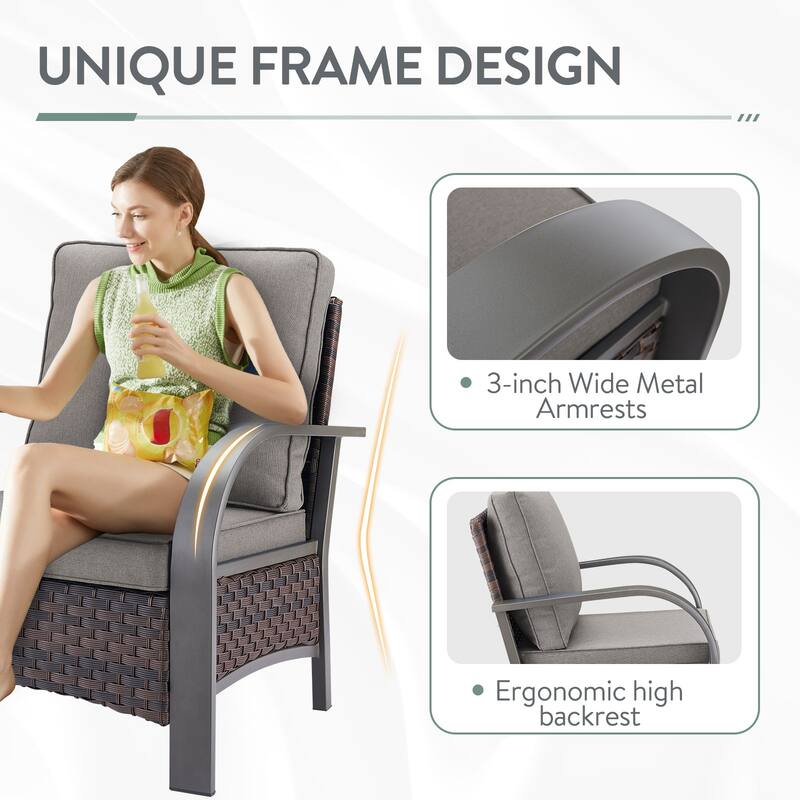 4 Piece Patio Outdoor Chair with Ottomans