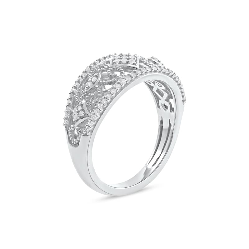 1/5ct TDW Diamond Vintage Style Fashion Ring in 10k white gold for Women - White H-I