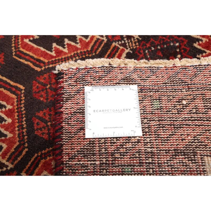 ECARPETGALLERY Hand-knotted Baluch Black, Red Wool Rug - 3'9 x 7'9