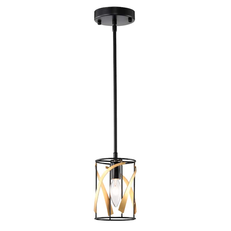 Sana 5 Inch Matte Black and Gold Single Light Pendant