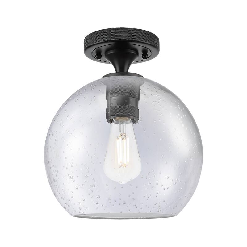 Innovations Lighting 434-1F-10-8 Crown Point Flush Mount Crown Point - Matte Black / Seedy