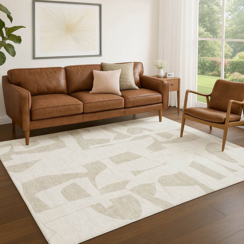 Machine Washable Indoor/ Outdoor Modern Creede Chantille Rug