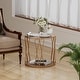 preview thumbnail 9 of 14, Round Wood Frame Side Table Coffee End Table Antique Black/Gold Living Room Bedroom