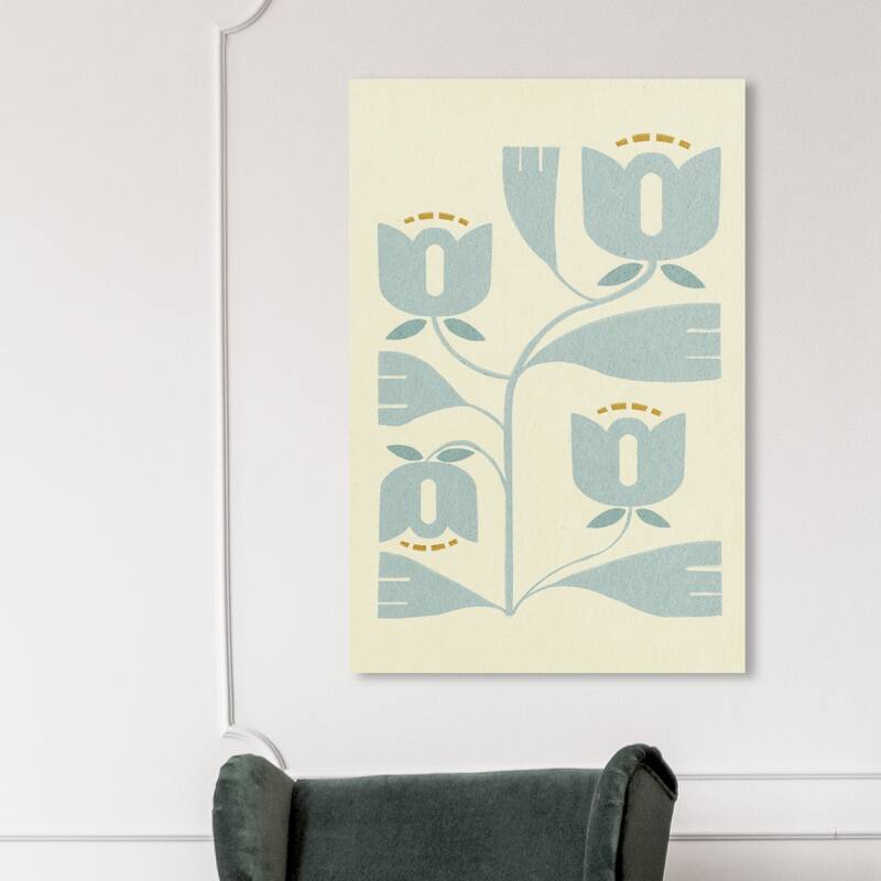 Wynwood Studio Canvas Abstract Stylied Floral Pastel Blue and Light Blue Modern & Contemporary Wall Art Canvas Print - 45 x 30