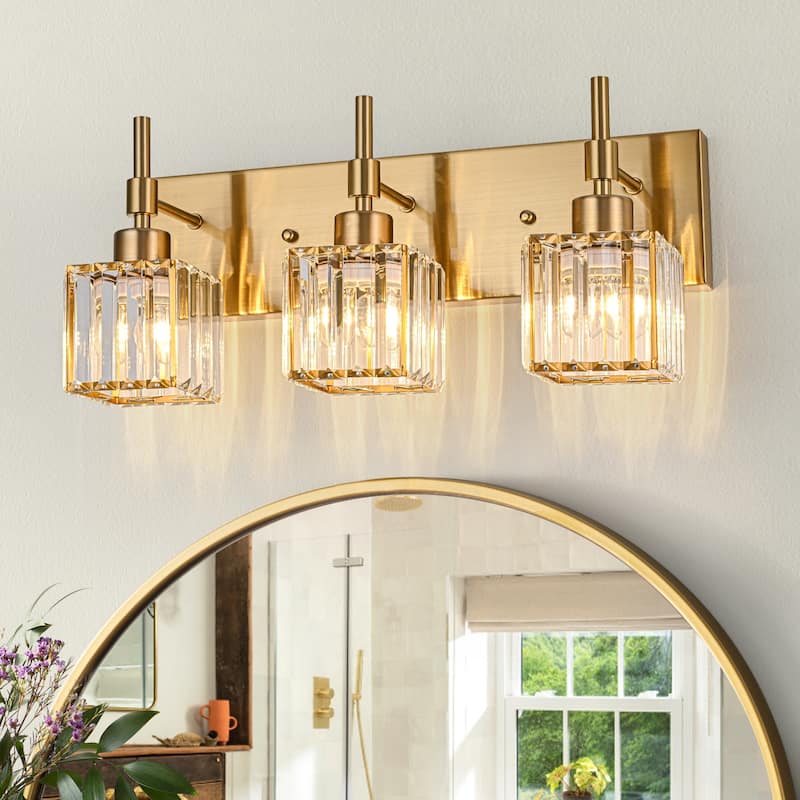 Ora Modern Dimmable Crystal Bathroom Light Fixtures Over Mirror Glam Vanity Lights - 3 - Light - Gold