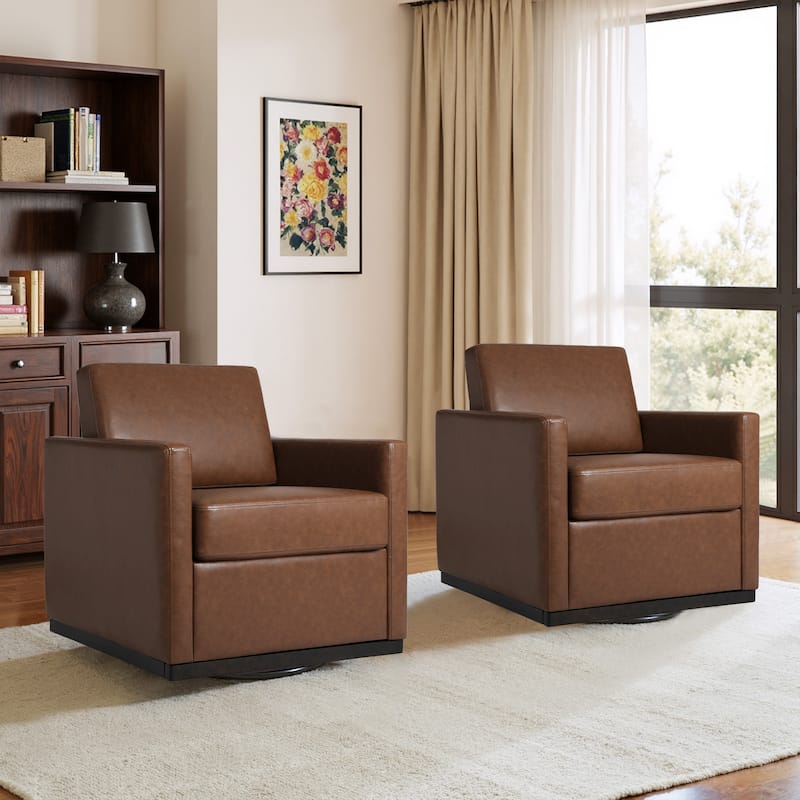 Set of 2 Modern Cozy Swivel Accent Chairs Upholstered Arm Chairs