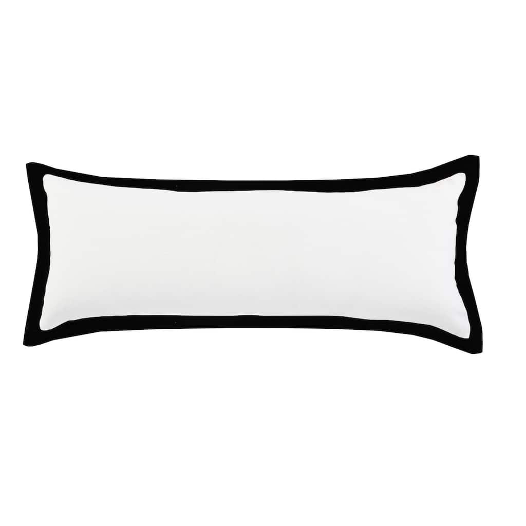 HomeRoots 14" X 36" White And Black 100% Cotton Geometric Zippered Pillow
