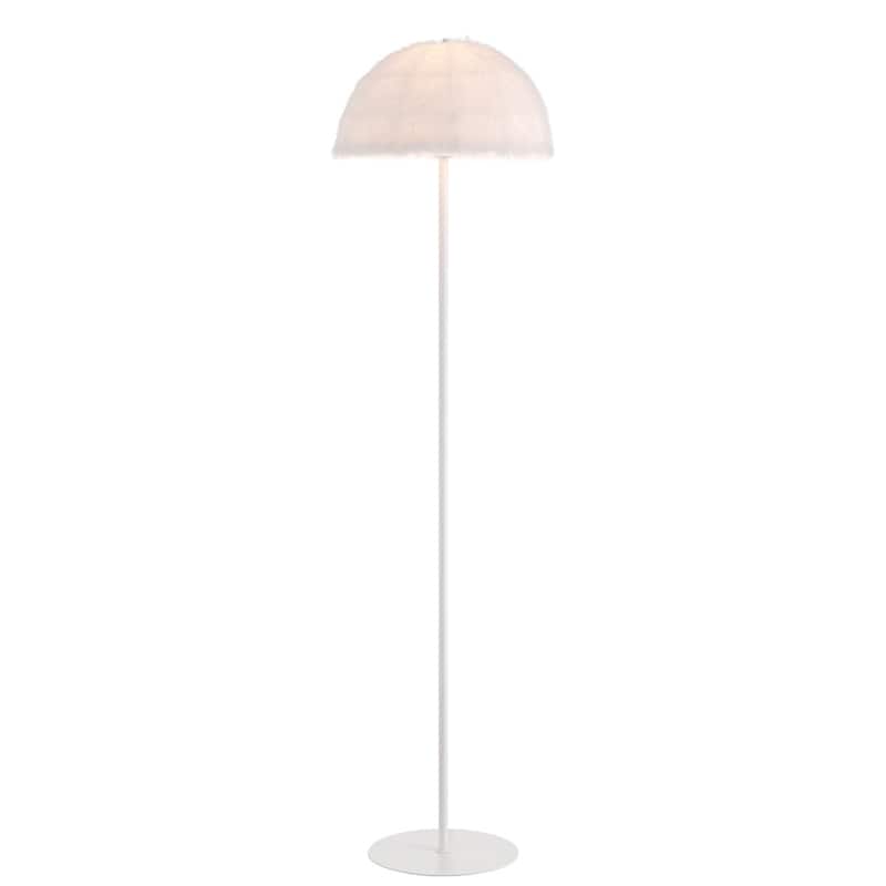 Acroma 63" Blush Pink Feather Floor Lamp with Dome Shade - 1-light