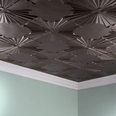 FASÄDE Art Deco Decorative Vinyl 2ft x 4ft Glue Up Ceiling Panel in Argent Bronze (5 Pack)