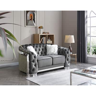 Gray Flared Arm Loveseat