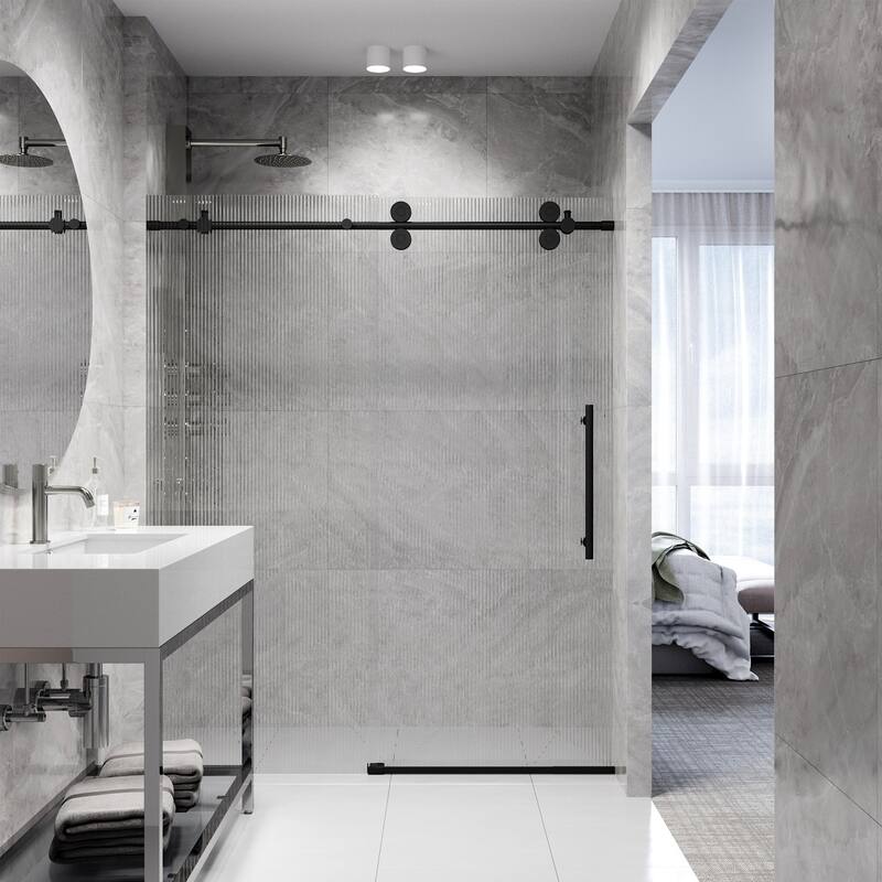 VIGO Elan 68" to 72" W x 74" H Frameless Sliding Shower Door