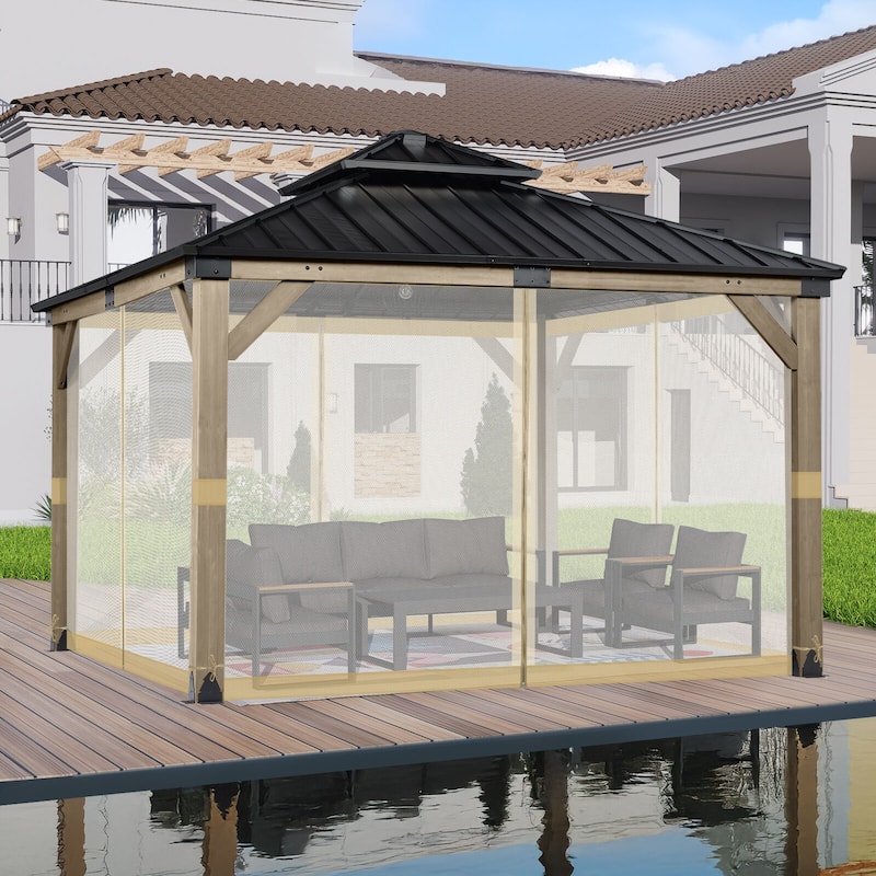 Aoodor Gazebo Universal Mosquito Netting Screen Replacement, 4-Panel Screen Walls with Double Zippers - (Mosquito Net Only)