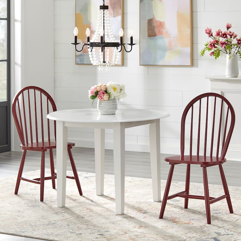 Simple Living Rollo Solid Wood 3-piece Drop-Leaf Dining Set - Red