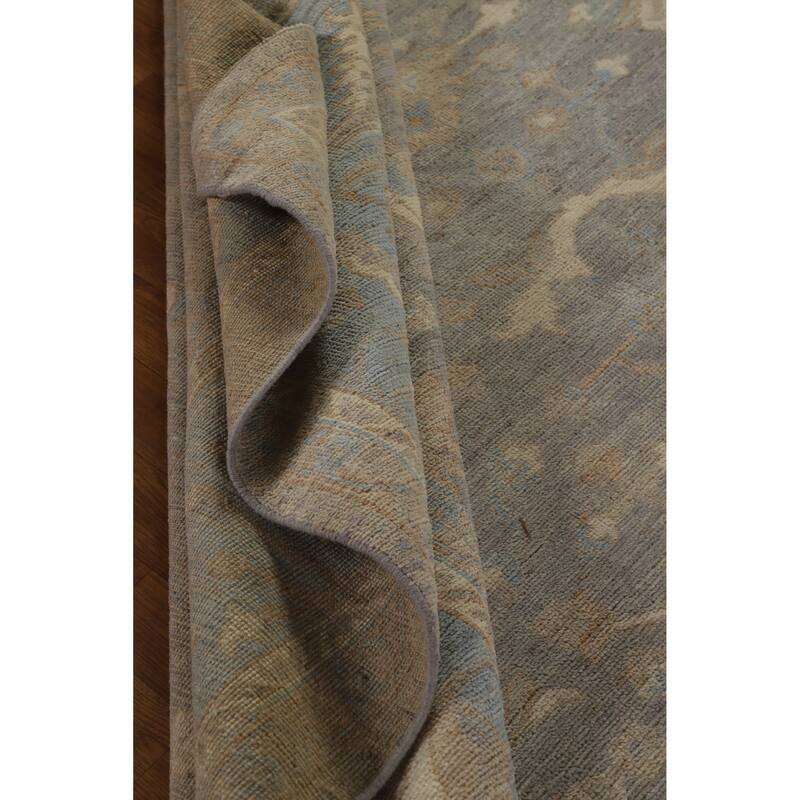 Hand Knotted Oriental 100% Wool Carpet Transitional All-Over Greys & Charcoal Oushak Area Rug - 12' 2'' X 8' 10''