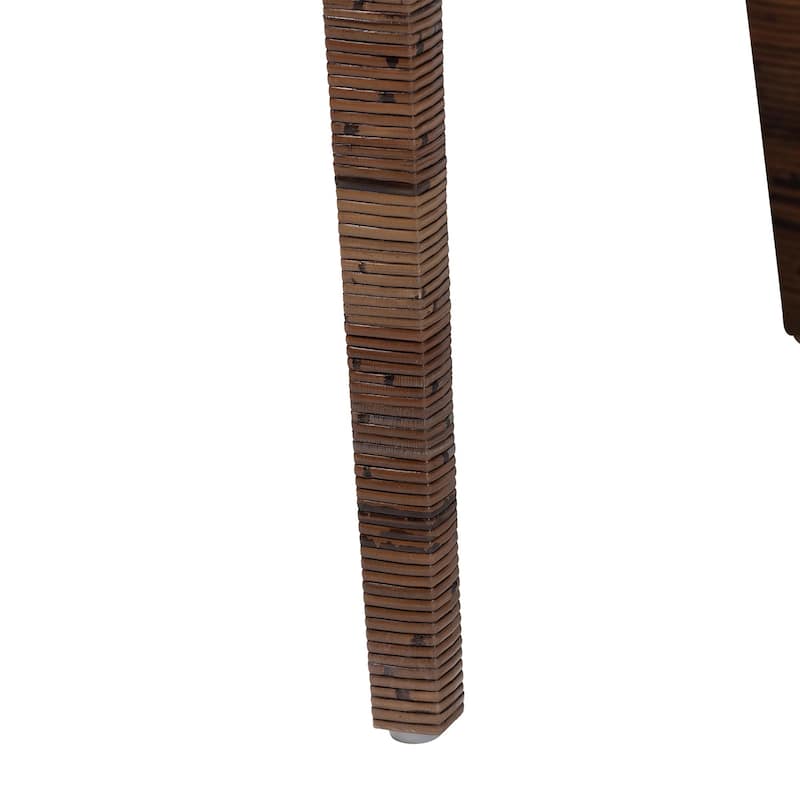 Karis Rattan Dining Chair - Handwoven Wicker Armchair with Mahogany Wood, Coastal Boho Style Indoor Seating