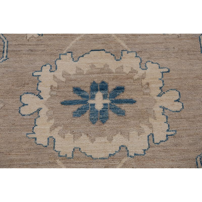 Hand Knotted Oriental 100% Wool Carpet Transitional All-Over Beige & Ivories Oushak Area Rug - 12' 0'' X 8' 1''