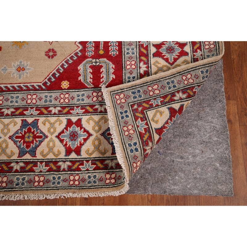 Hand Knotted Oriental 100% Wool Carpet Traditional Geometric Peach Kazak Area Rug - 10' 1'' X 8' 5''