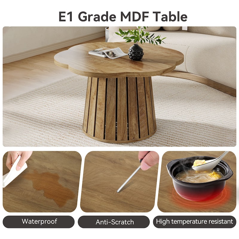 34"W Wood Coffee Table Round - N/A