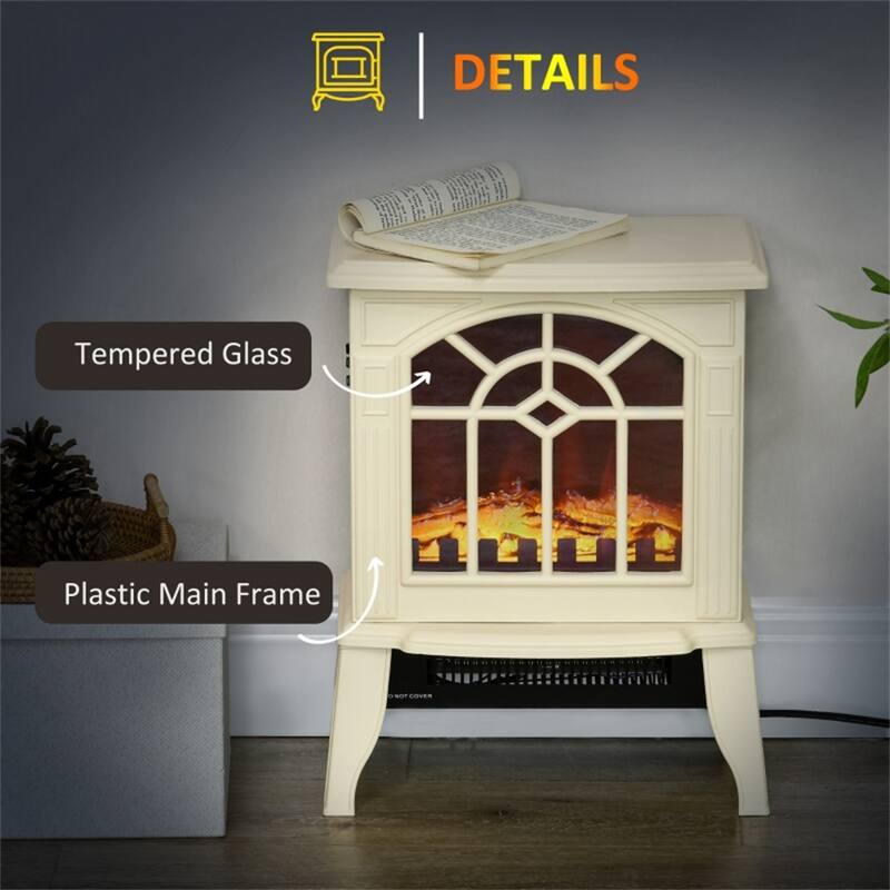 Flame Effect Electric Fireplace Heater Auto Shut-Off Overheat - 14.25" W x 9.5" D x 18" H