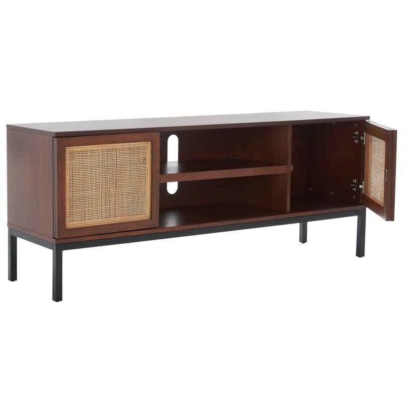 SAFAVIEH Cristen 1 Shelf Rattan Media Stand - 54" W x 15" D x 22" H - 54Wx15Dx22H