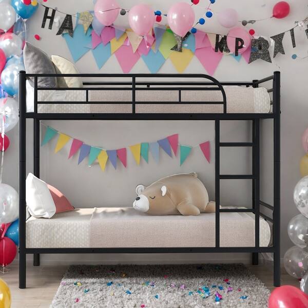 slide 2 of 18, 2 In 1 Modern Twin Over Twin Bunk Bed With Steel Construction,Separate into 2 Twin Beds