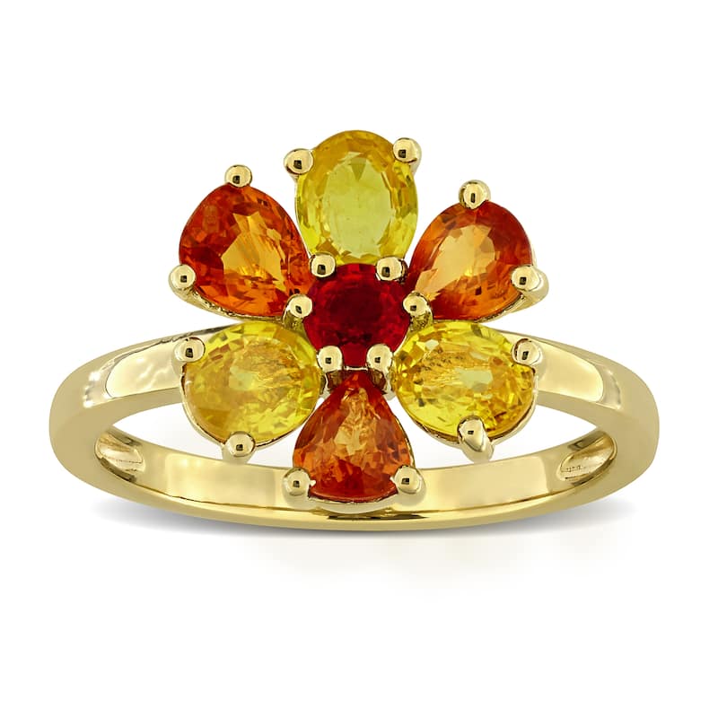 Miadora Multi-Gem Floral Ring Sterling Silver
