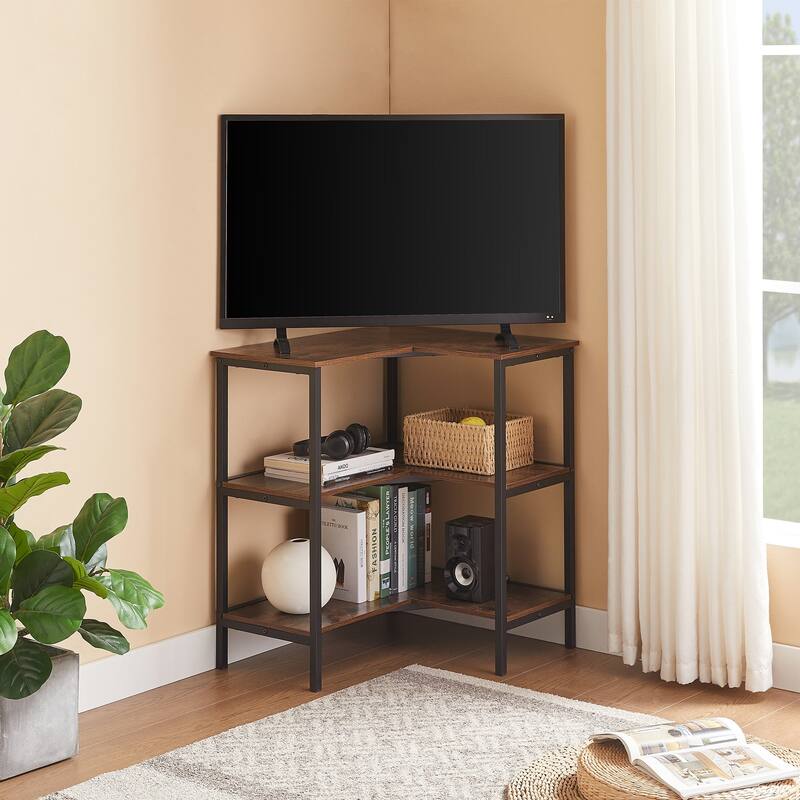 Javlergo L-Shaped 3-Tier Corner Shelf, Wood Storage Display Shelves