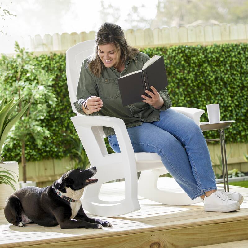 Semco Plastics Rockaway Heavy Duty All-Weather Outdoor Rocking Chair, Green - 26