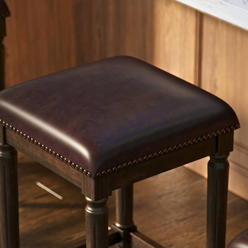Manchester Solid Wood Square Upholstered Seat Bar Stool